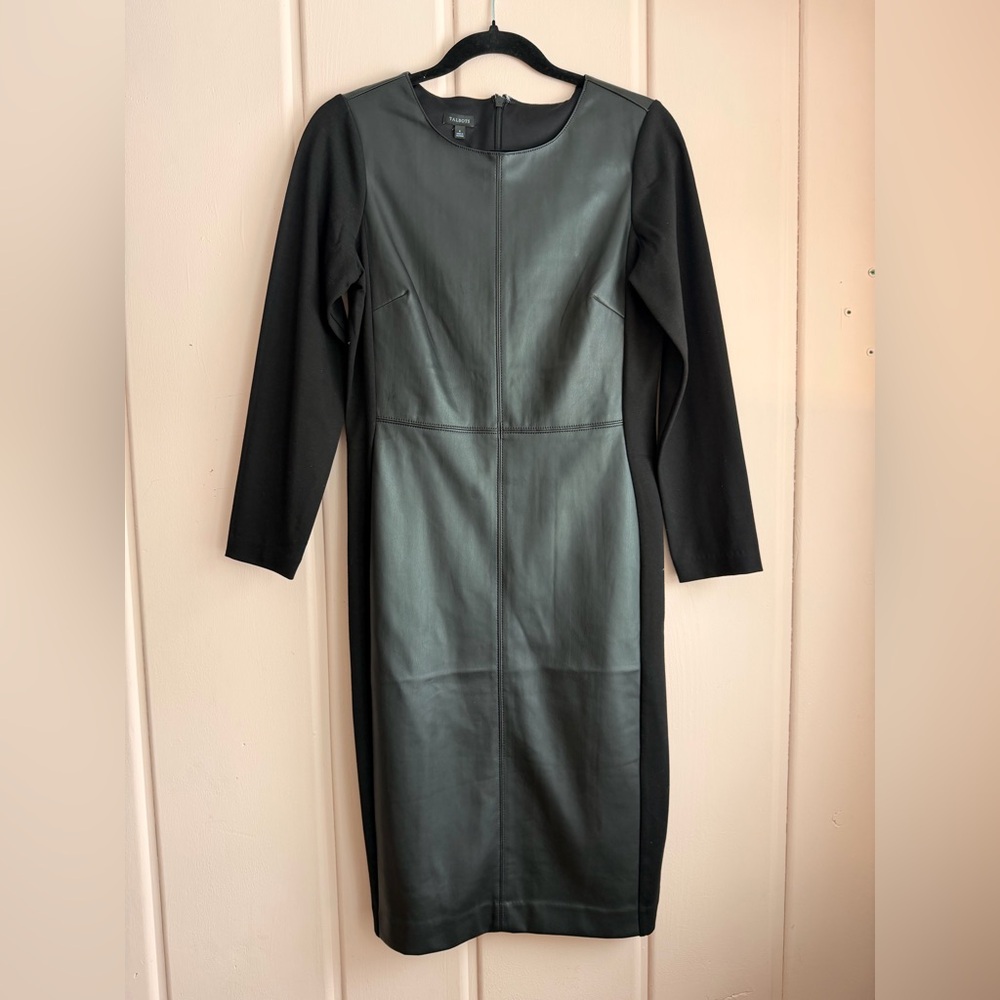 Talbots Black faux leather stretch Dress